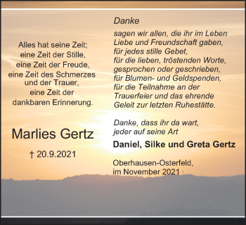 Traueranzeige von Marlies Gertz von WVW Anzeigenblätter