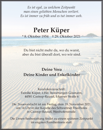 Traueranzeige von Peter Küper von WVW Anzeigenblätter