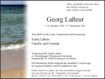 Traueranzeige von Georg Laßeur von WVW Anzeigenblätter