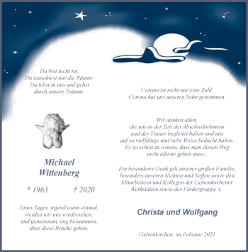 Traueranzeige von Michael Wittenberg von WVW Anzeigenblätter