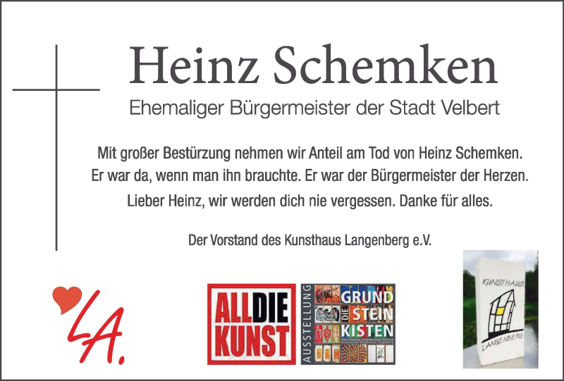 Traueranzeigen von Heinz Schemken TrauerinNRW.de