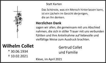 Traueranzeige von Wilhelm Collet von WVW Anzeigenblätter
