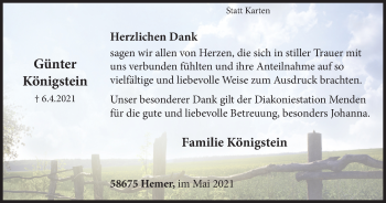 Traueranzeige von Günter Königstein von WVW Anzeigenblätter