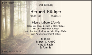 Traueranzeige von Herbert Rüdger von WVW Anzeigenblätter