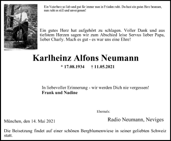 Traueranzeige von Karlheinz Alfons Neumann von WVW Anzeigenblätter