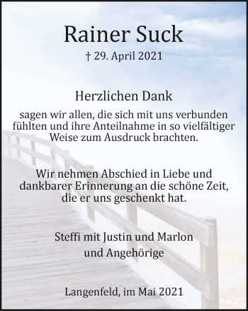 Traueranzeigen von Rainer Suck TrauerinNRW.de