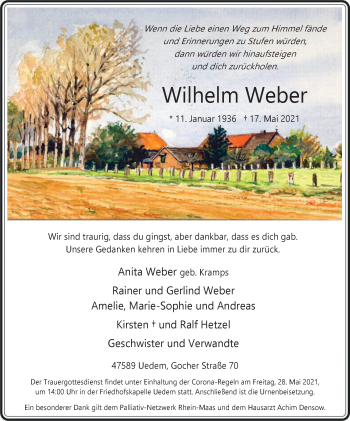 Traueranzeige von Wilhelm Weber von WVW Anzeigenblätter