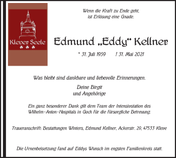 Traueranzeige von Edmund Kellner von WVW Anzeigenblätter