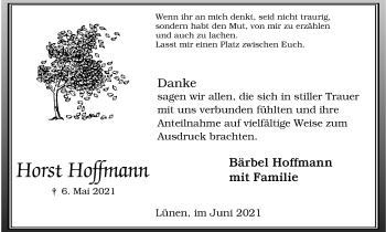 Traueranzeige von Horst Hoffmann von WVW Anzeigenblätter