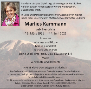 Traueranzeige von Marlies Kammann von WVW Anzeigenblätter