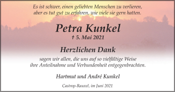 Traueranzeige von Petra Kunkel von WVW Anzeigenblätter