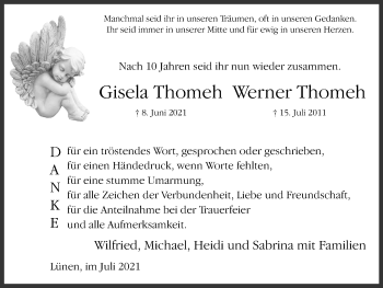 Traueranzeige von Gisela und Werner Thomeh von WVW Anzeigenblätter