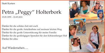 Traueranzeige von Petra Peggy Holterbork von WVW Anzeigenblätter