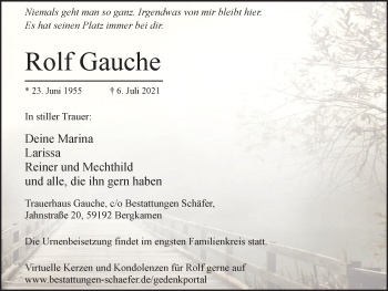 Traueranzeige von Rolf Gauche von WVW Anzeigenblätter