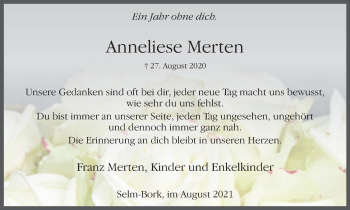 Traueranzeige von Anneliese Merten von WVW Anzeigenblätter