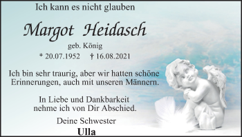 Traueranzeige von Margot Heidasch von WVW Anzeigenblätter
