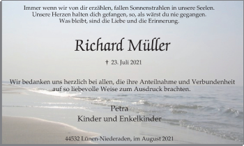 Traueranzeige von Richard Meer von WVW Anzeigenblätter