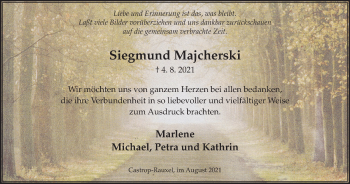 Traueranzeige von Siegmund Majcherski von WVW Anzeigenblätter