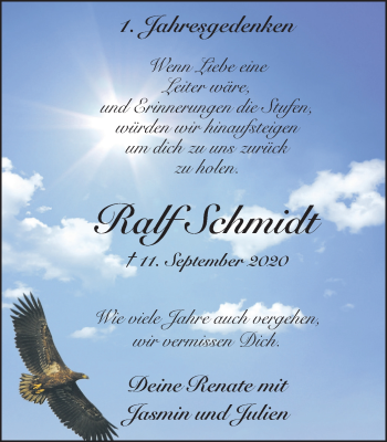 Traueranzeige von Ralf Schmidt von WVW Anzeigenblätter