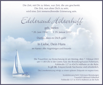 Traueranzeige von Edeltraud Hölterhoff von WVW Anzeigenblätter