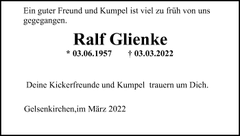 Traueranzeige von Ralf Glienke von WVW Anzeigenblätter