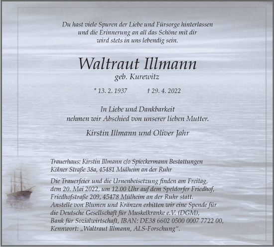 Traueranzeige von Waltraut Illmann von WVW Anzeigenblätter