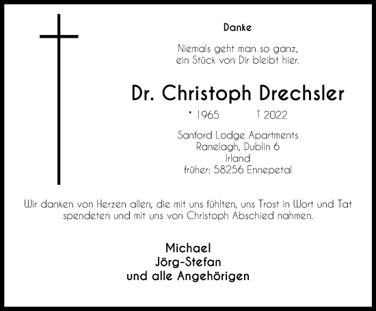 Traueranzeige von Christoph Drechsler von Tageszeitung