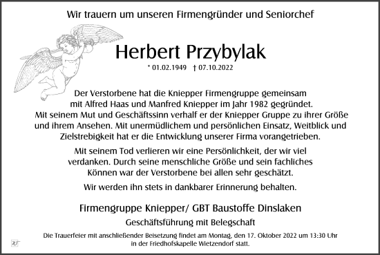 Traueranzeige von Herbert Przybylak von Tageszeitung