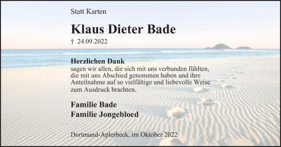 Traueranzeige von Klaus Dieter Bade von Tageszeitung