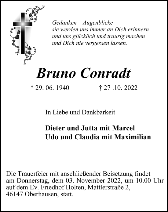 Traueranzeige von Bruno Conradt von Tageszeitung