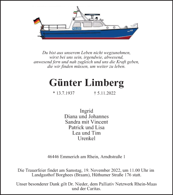 Traueranzeige von Günter Limberg von Tageszeitung