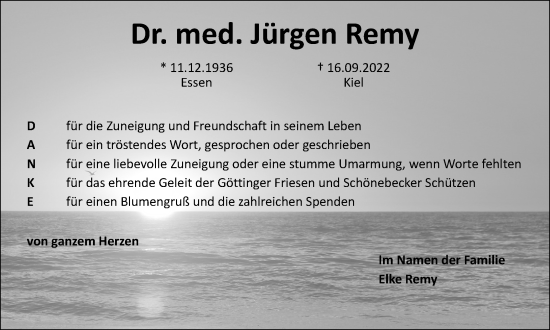 Traueranzeige von Jürgen Remy von Tageszeitung