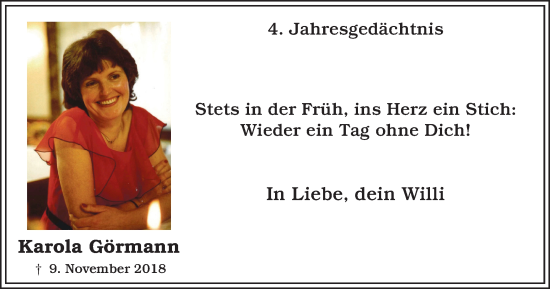 Traueranzeige von Karola Görmann von Tageszeitung