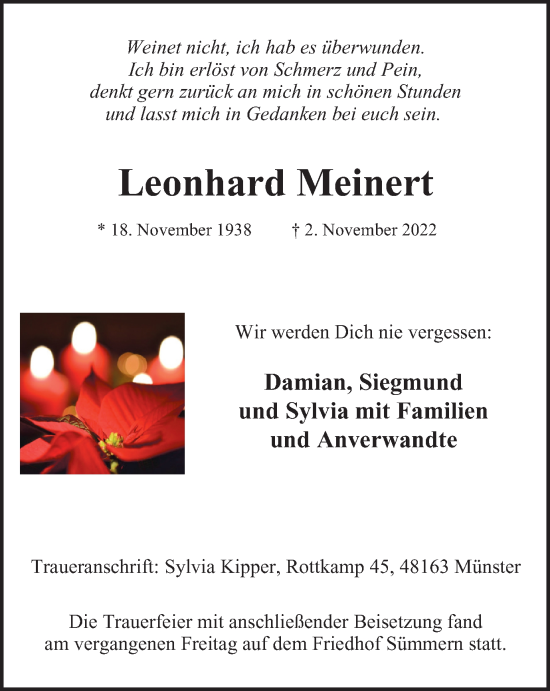 Traueranzeige von Leonhard Meinert von Tageszeitung