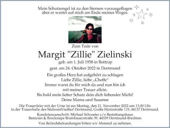 Traueranzeige von Margit Zielinski von Tageszeitung