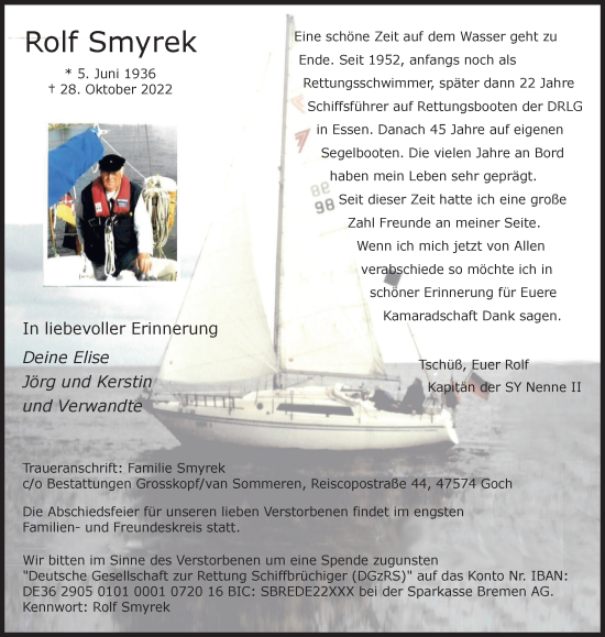 Traueranzeige von Rolf Smyrek von Tageszeitung