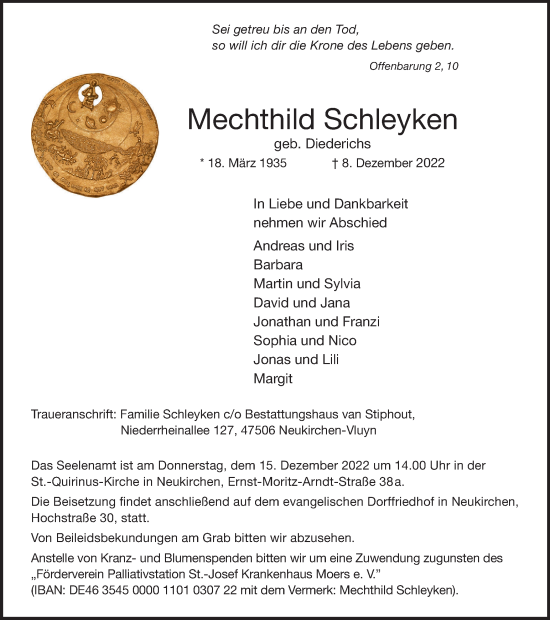 Traueranzeige von Mechthild Schleyken von Tageszeitung