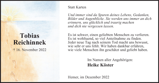 Traueranzeige von Tobias Reichinnek von Tageszeitung