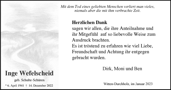 Traueranzeige von Inge Inge von Tageszeitung