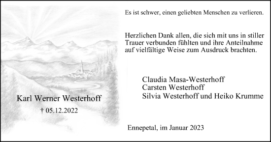 Traueranzeige von Karl Werner Westerhoff von Tageszeitung