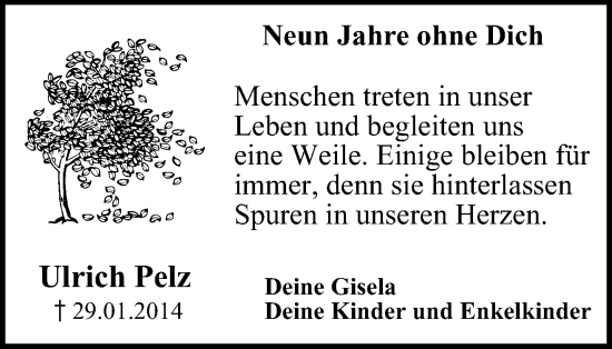 Traueranzeige von Ulrich Pelz von Tageszeitung