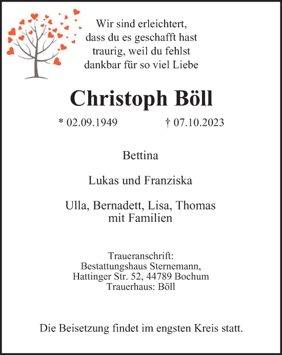 Traueranzeige von Christoph Böll von Tageszeitung