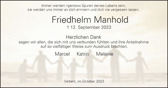 Traueranzeige von Friedhelm Manhold von Tageszeitung