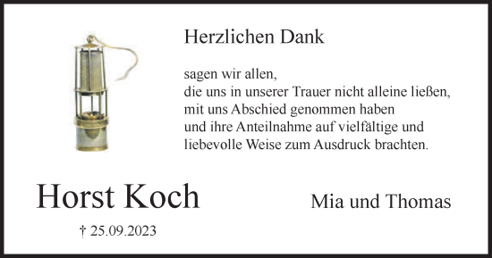Traueranzeige von Horst Koch von Tageszeitung