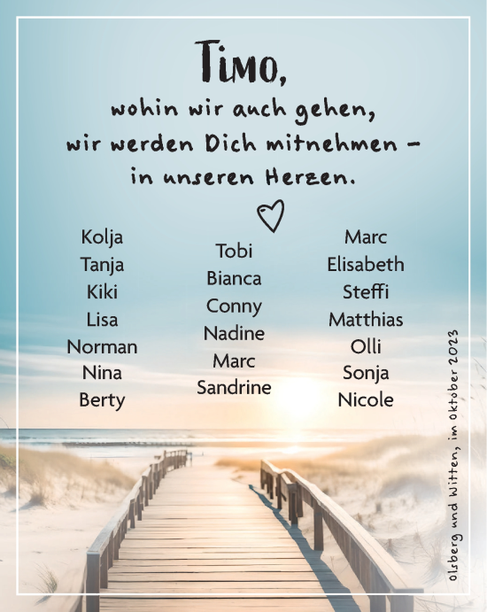 Traueranzeige von Timo  von Tageszeitung