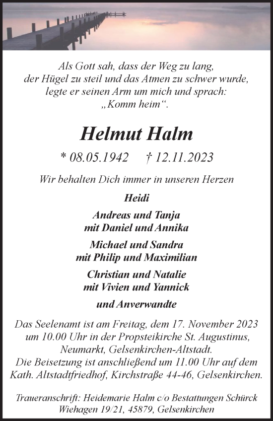 Traueranzeige von Helmut Halm von Tageszeitung