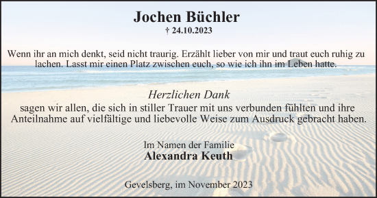 Traueranzeige von Jochen Büchler von Tageszeitung