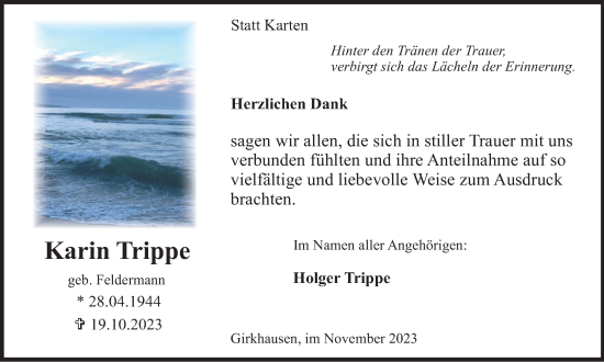 Traueranzeige von Karin Trippe von Tageszeitung