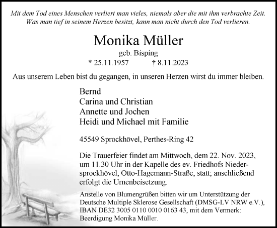 Traueranzeige von Monika Müller von Tageszeitung