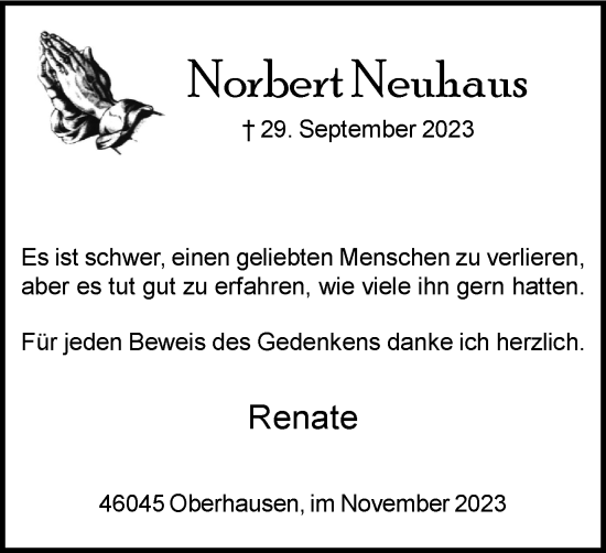 Traueranzeige von Norbert Neuhaus von Tageszeitung
